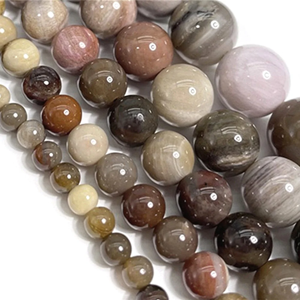 Natural Stones Round Brown Wood Jasper Loose Beads for Jewelry Making DIY Gift Bracelets Accessories 4 6 8 10 12mm Wholesale