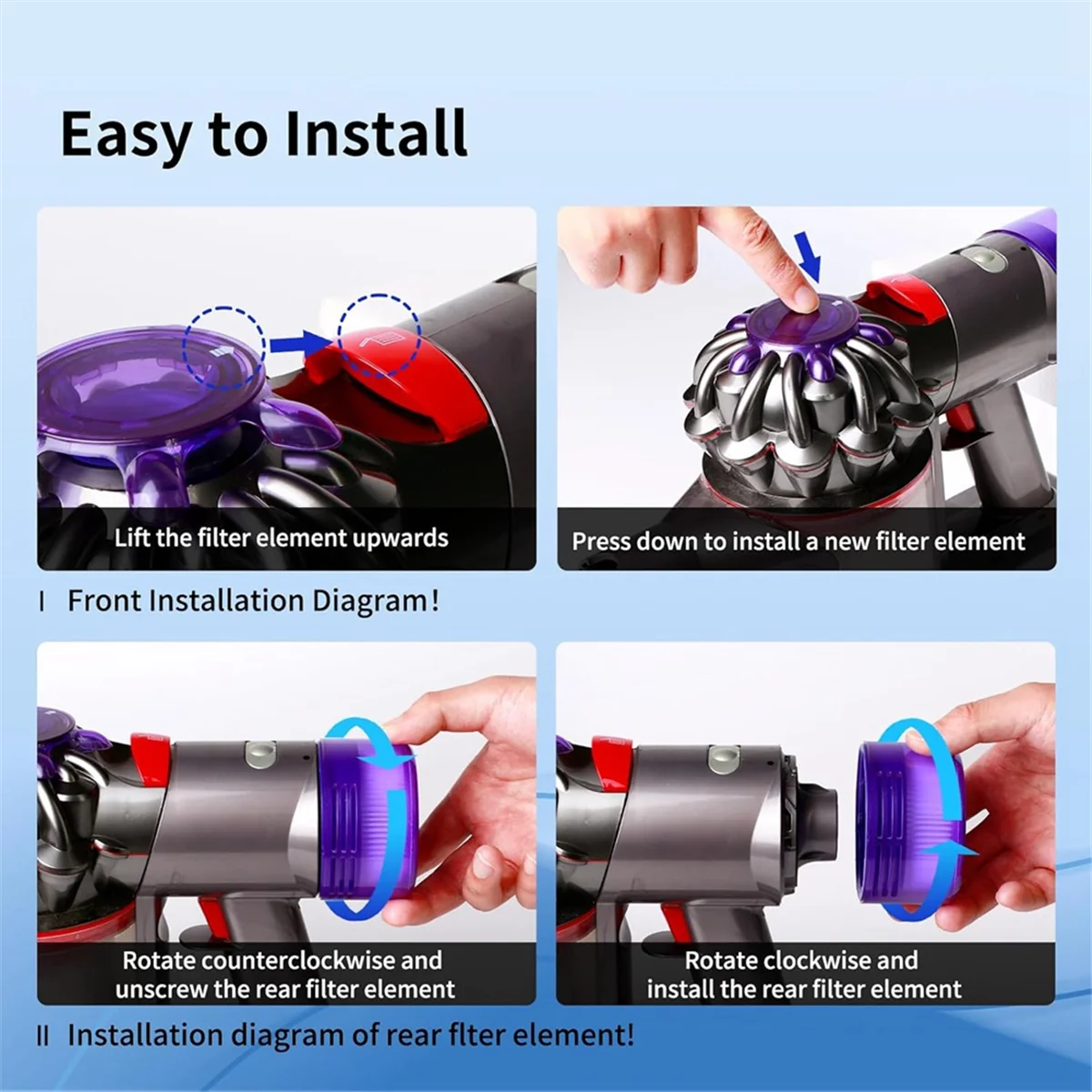 A14G-ตัวกรองสูญญากาศสําหรับ V8 Focus ที่นอนสูญญากาศไร้สายโพสต์ตัวกรองและตัวกรองล่วงหน้า,หมายเลขชิ้นส่วน 965661 -05