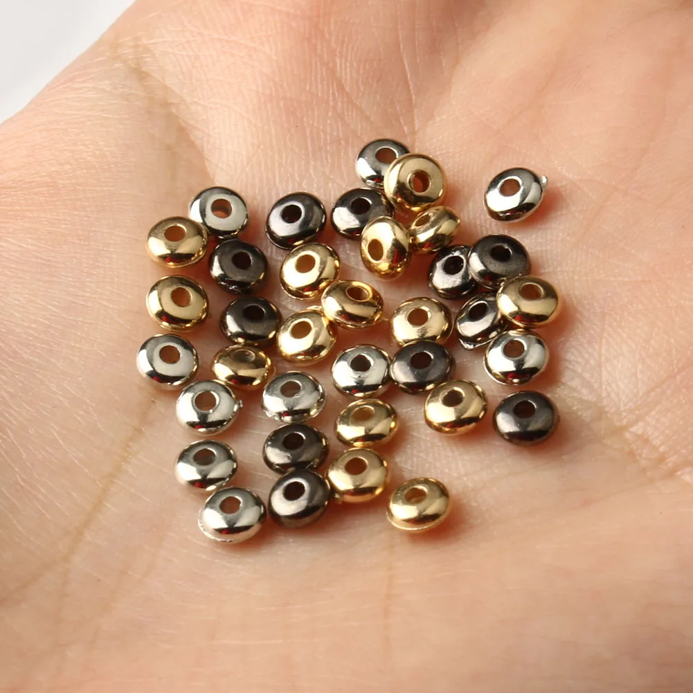 100pcs Rondelle CCB Spacer Beads Gold Color Black White K Loose Beads For Jewelry Making DIY Bracelets Necklace Accessories