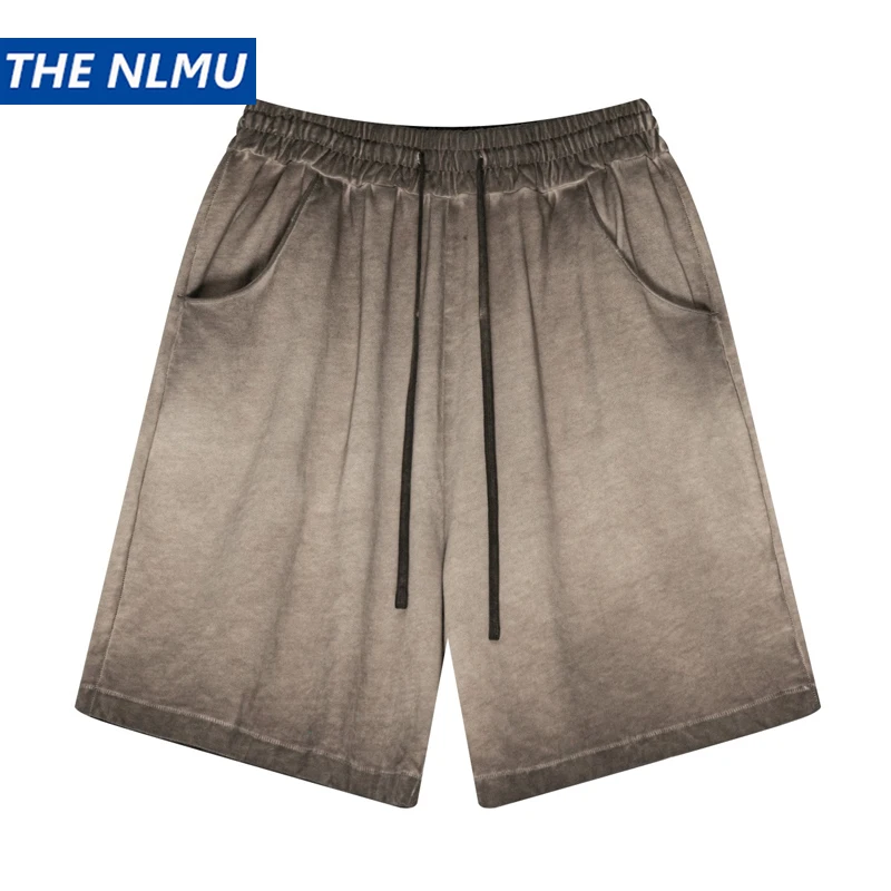 

2026 Vintage Washed Shorts Men's Distressed Cotton Shorts Unisex Elastic Waist Retro Destroyed Short Pant