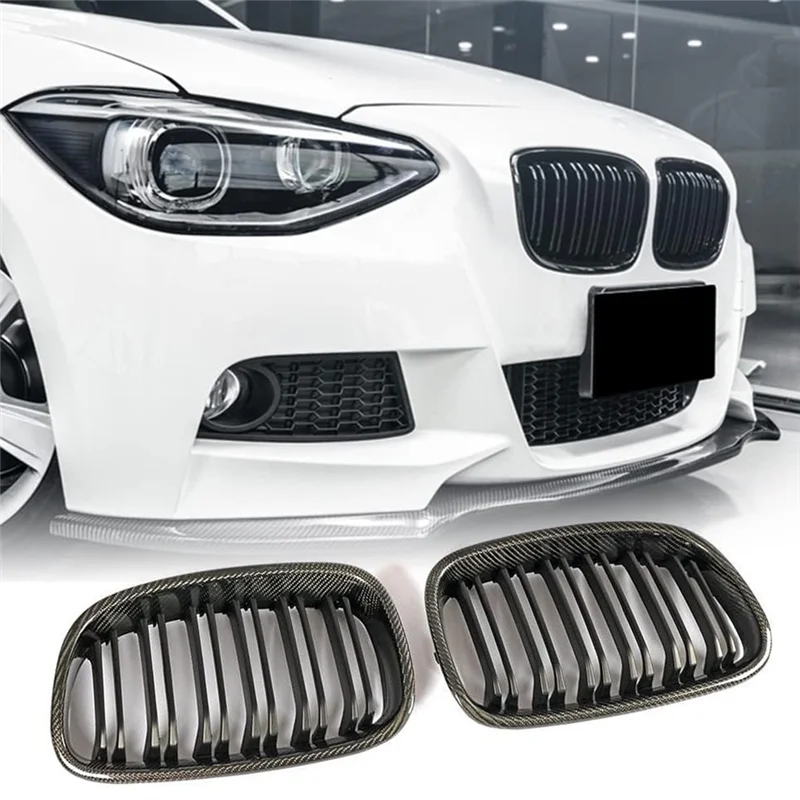 

AS-For BMW 1-Series F20 F21 125I 118I 116I 125B 2011-2014 Front Bumper Kidney Grille Hood Grills ABS Carbon Fiber