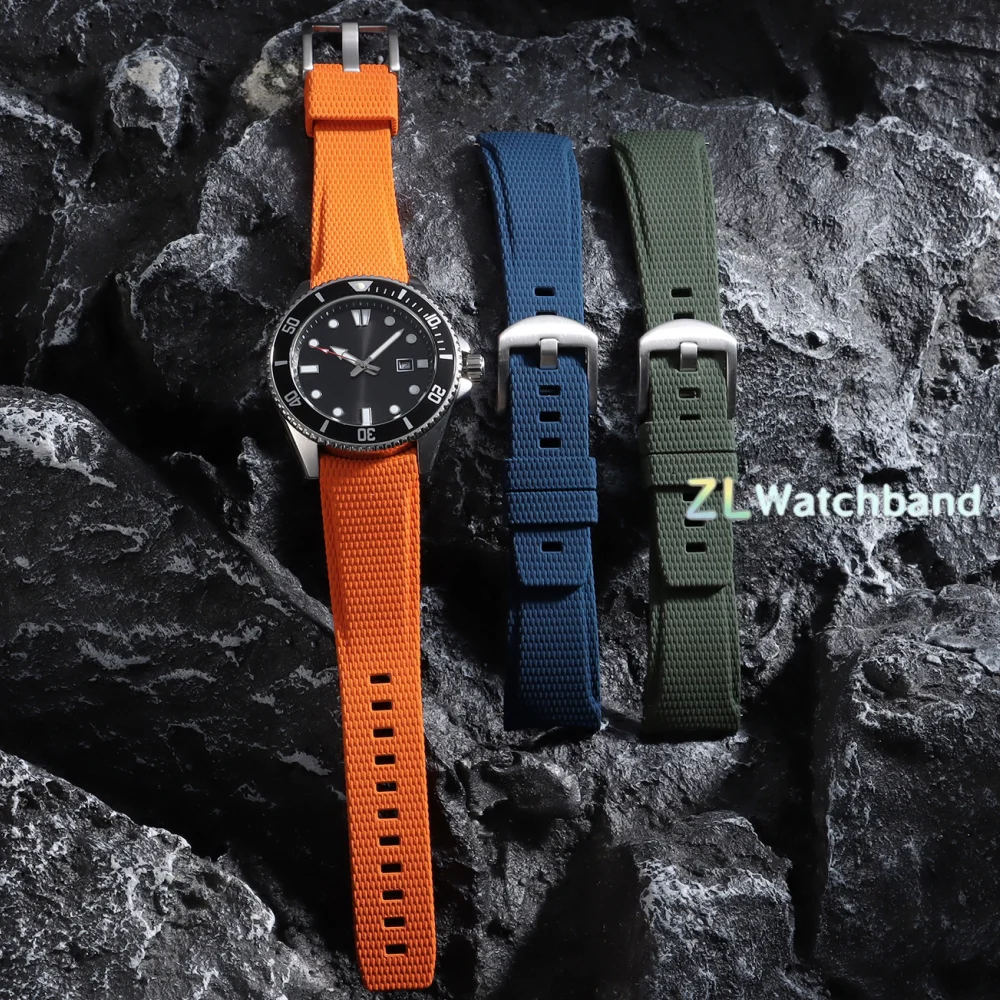 New Curved End Rubber Watch Straps 20mm 21mm 22mm Watch Belt Quick-release FKM Watch Bands Bracelet for Omega for Swatch Men's image 5