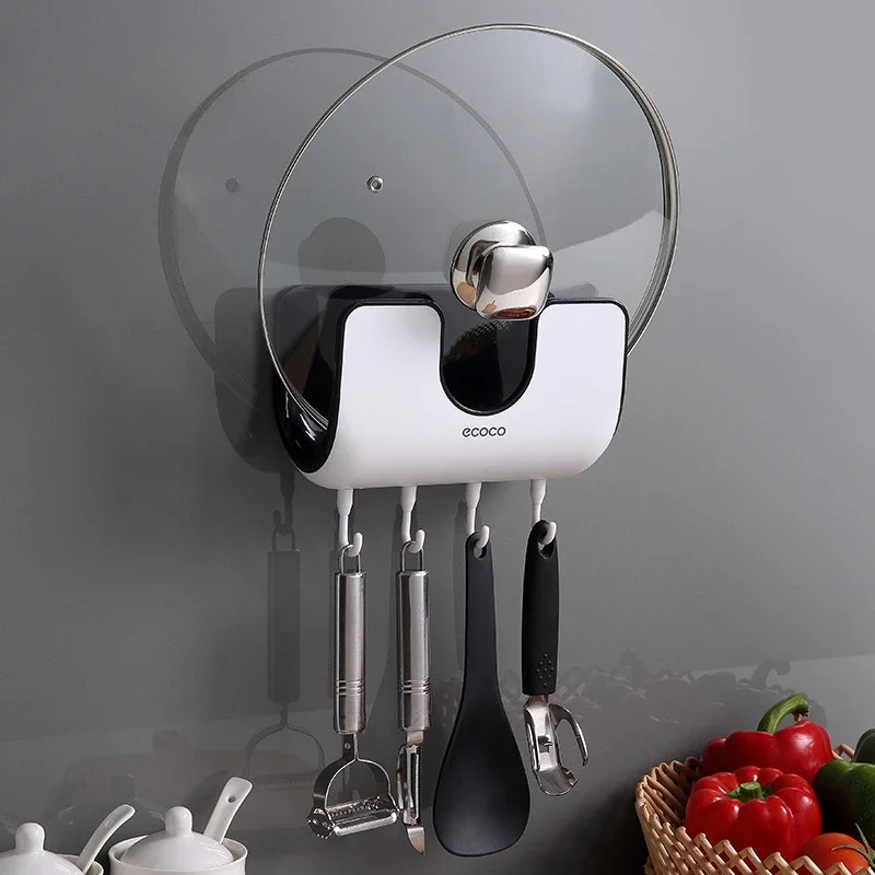 

Wall-Mounted Pot Cover Rack, Kitchen, Punch-Free, Multi-Function, Rice Rack, Pan Lid Shelf, Chopping Board, Storage Rack