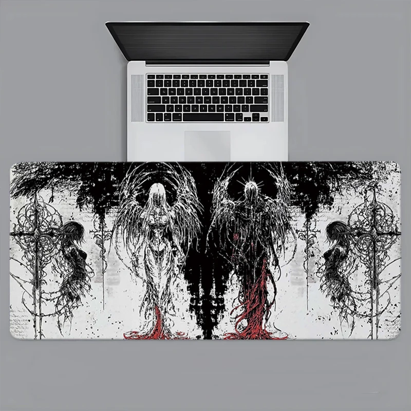 Dark Angel Art Design Large Size Anti-slip Rubber Mouse pad XXL Gothic Symbol Black Computer Gaming accessories Keyboard Mat view 6