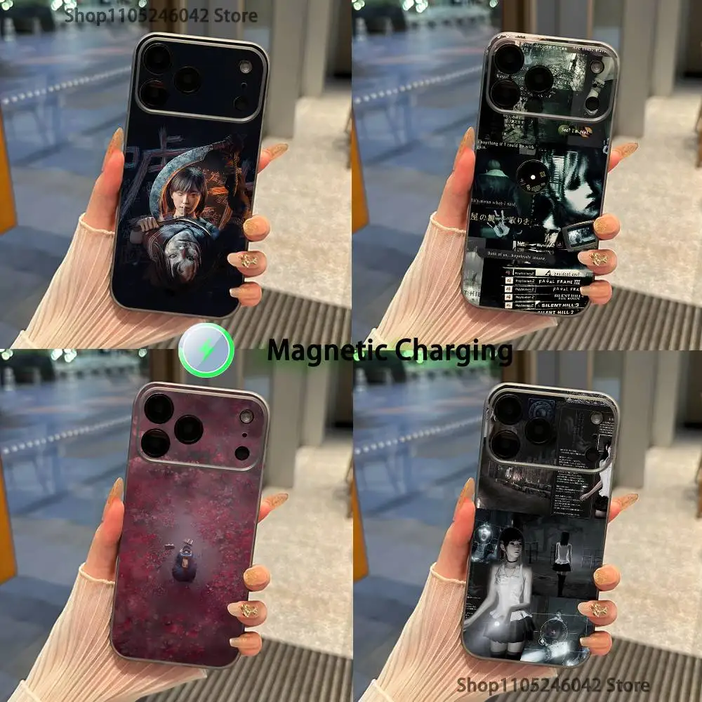

S-Silent Hill F Horro Hinako For iPhone 17,16,15,14,13,12,11,Pro,Max,Plus Transparent gray Phone Case Magnetic Wireless Charging
