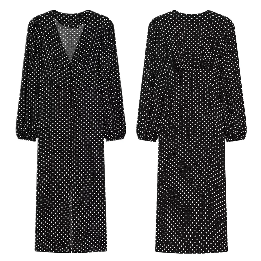 

Jenny&Dave Vintage Polka Dot Print Dress Long Sleeve Dress Elegant Party Dresses Fashion ELegant Vestidos Womens Dresses