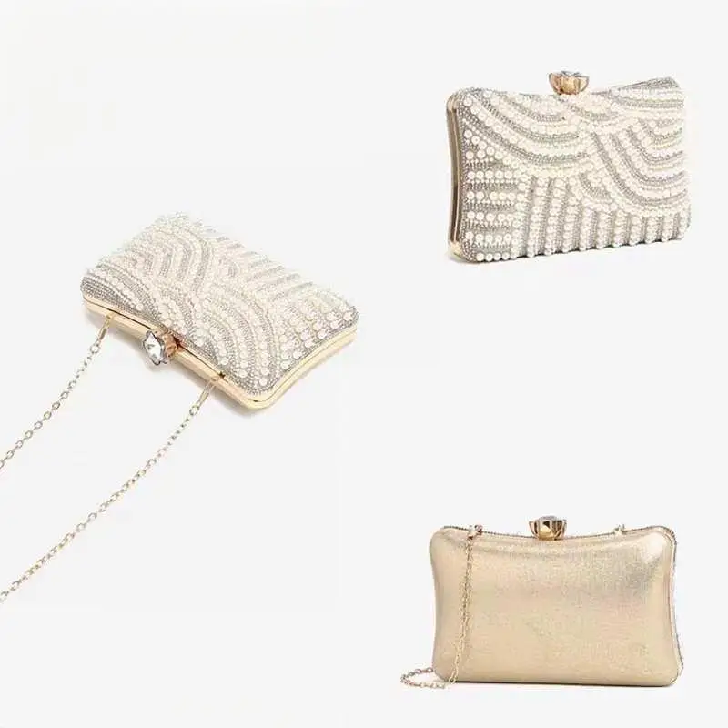 

Elegant Luxury Pearl Clutch Bag Delicated Beading Evening Bag Pearl Rhinestone Shiny Full Diamonds Wedding Banquet Party Handbag