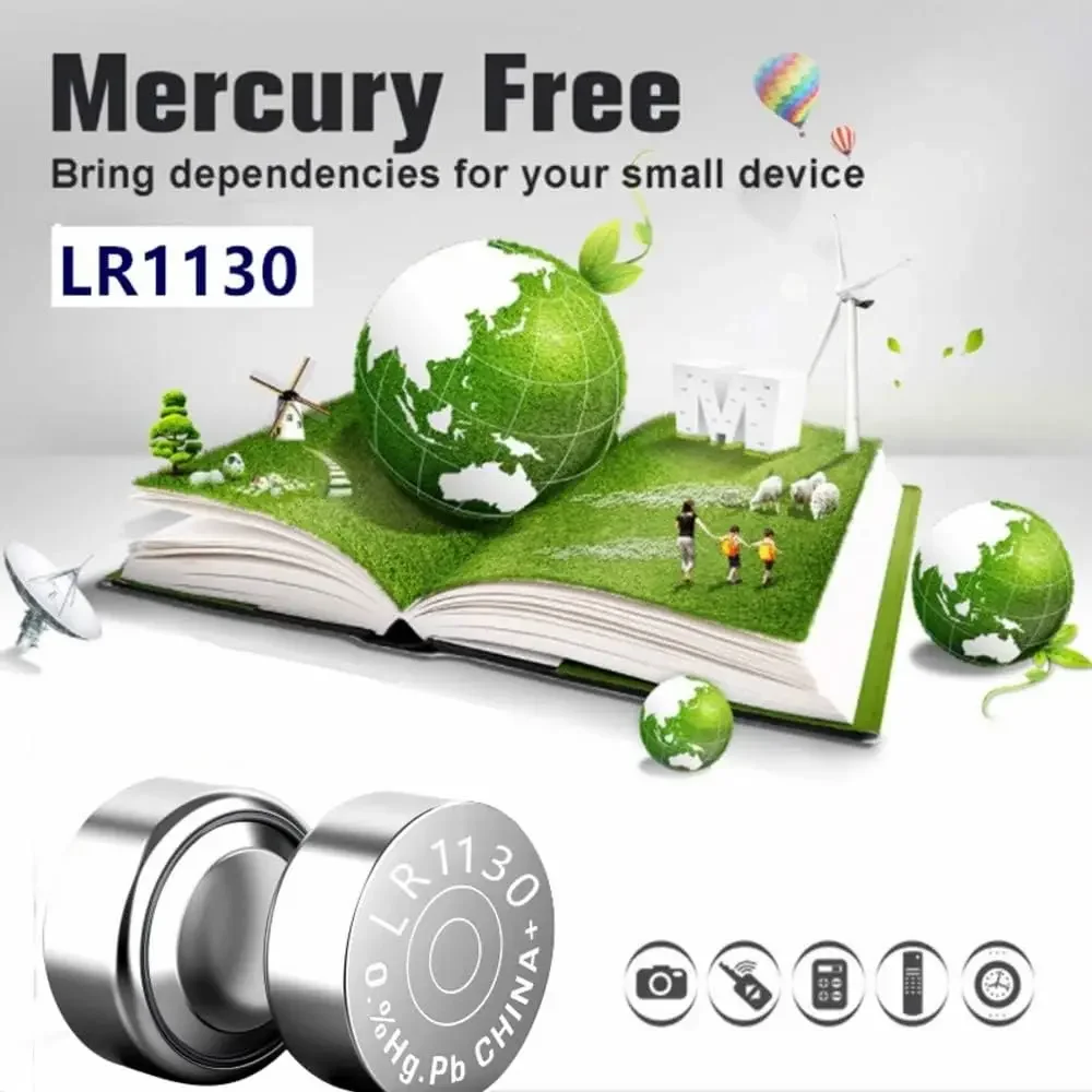 Paraiso 30-100PCS LR1130 AG10 Battery 10Years Shelf Life 0% Mercury 1.5V Long-Lasting Alkaline Button Cell Batteries for Watches