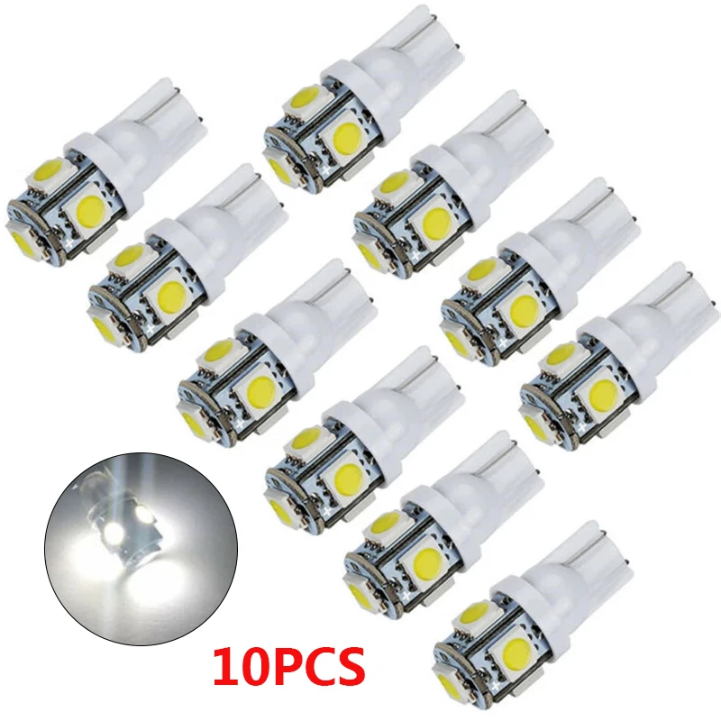 2/6/10x W5W T10 LED Bulb For Car LED Signal Light Canbus Free Error 5050 SMD 65000K 12V White Auto Wedge Side Trunk Lamps