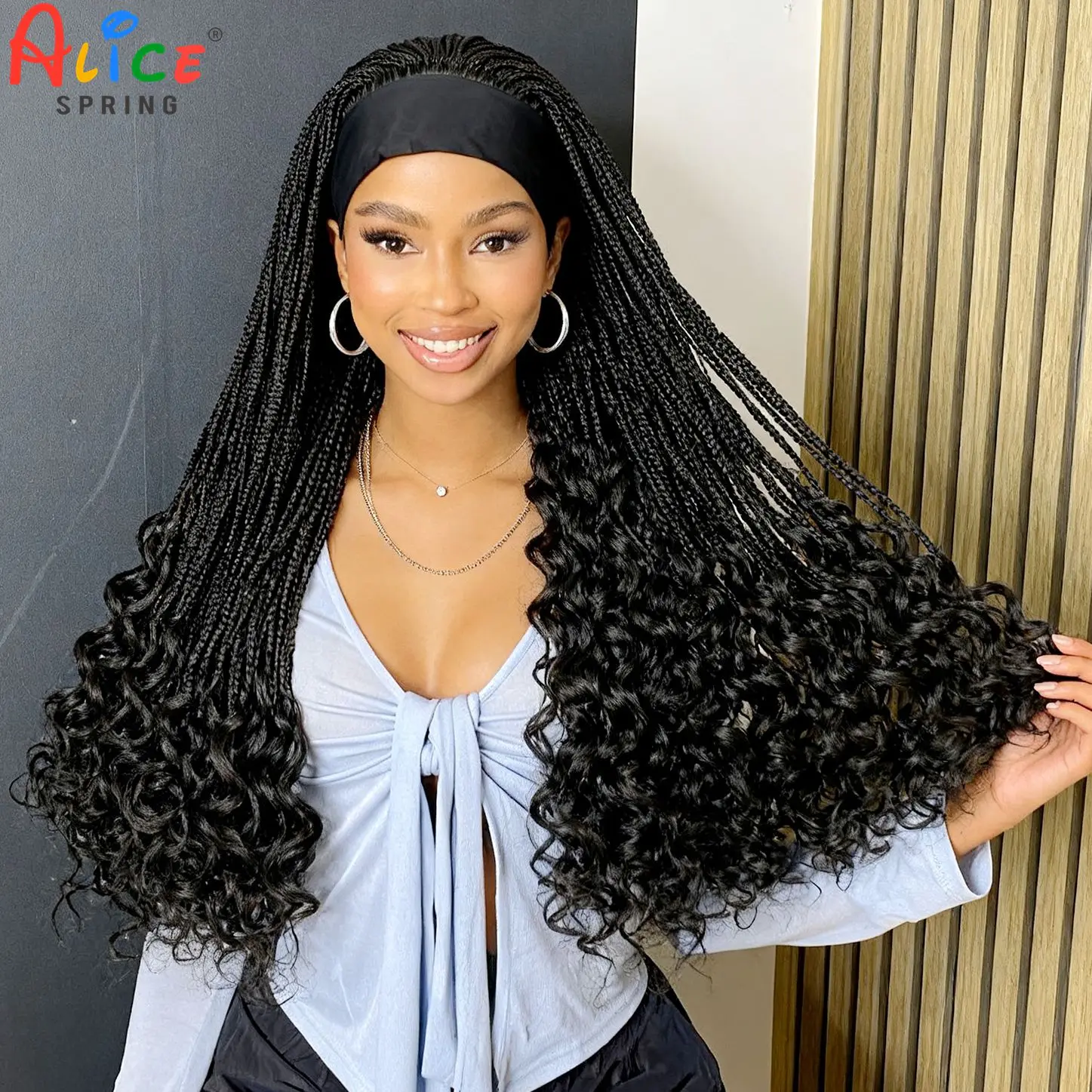 

28-дюймовый полностью машинный плетеный парик с челкой Синтетические плетеные кружевные парики в коробке с волнистыми концами Плетеные парики для чернокожих женщин