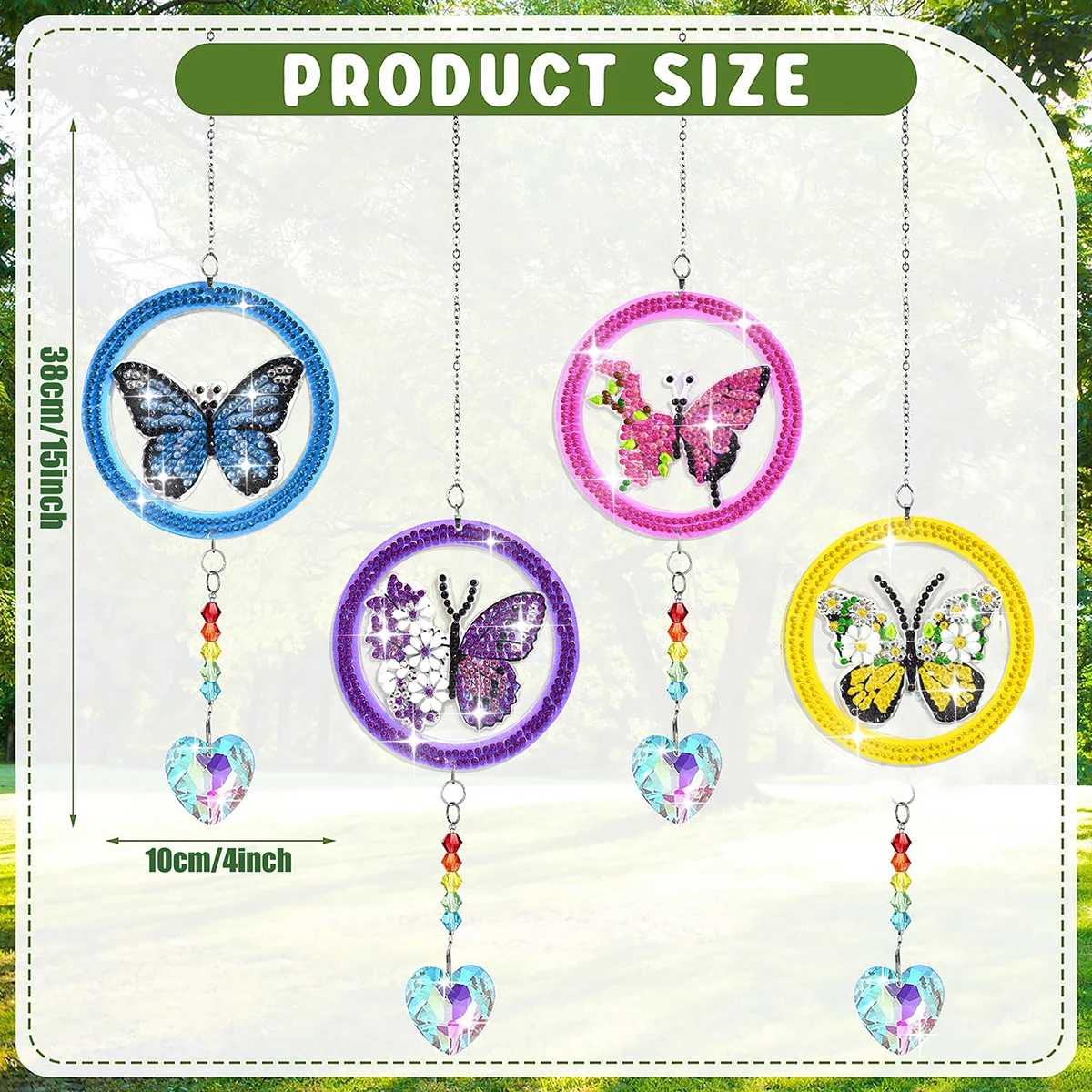 1pc/Set DIY Butterfly Diamond Art Sun Catchers Double Sided Wind Chimes with Crystal Diamond Painting Sun Catchers for Adults