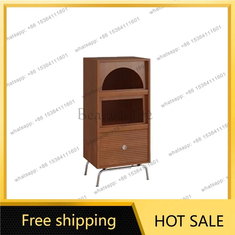 FG solid wood medieval magazine cabinet Japanese simple living room integrated retro storage display cabinet