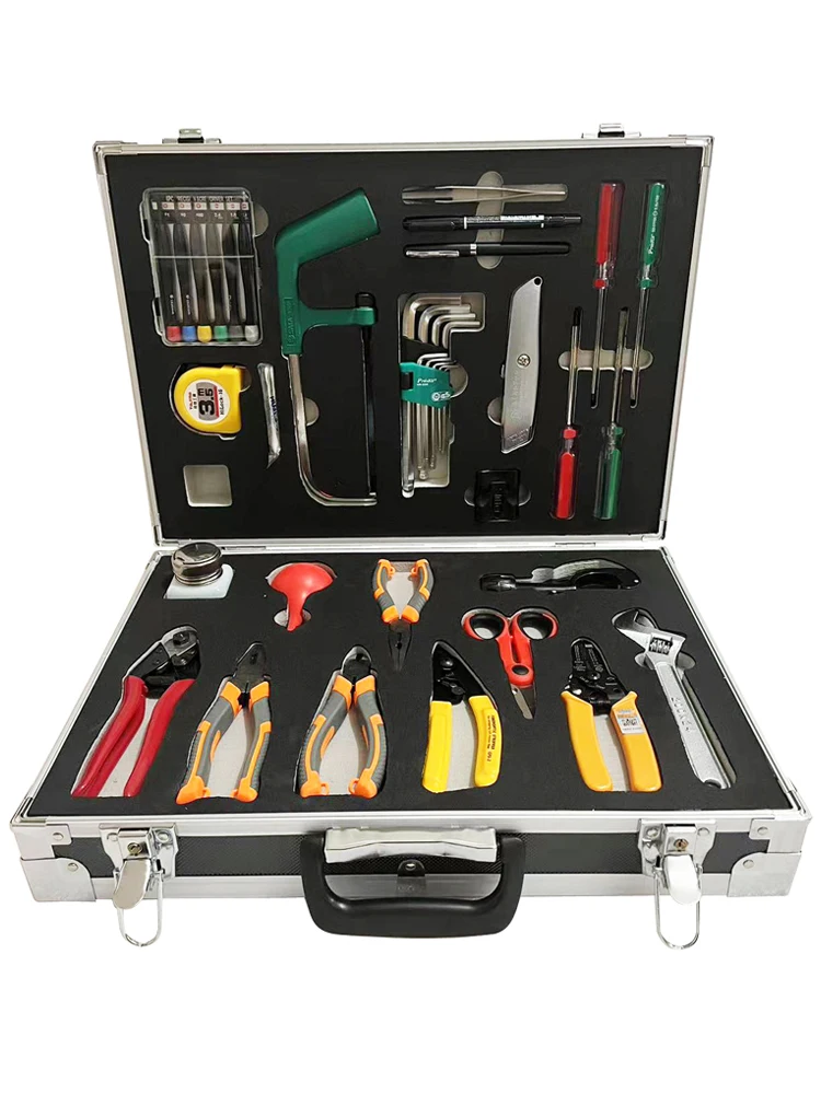 

Compact Field Fiber Fusion Splicing Tool Kit, YW-6300 Economy Optical Fiber Fusion Splicer and Cable Removing Tool Case 26PCS