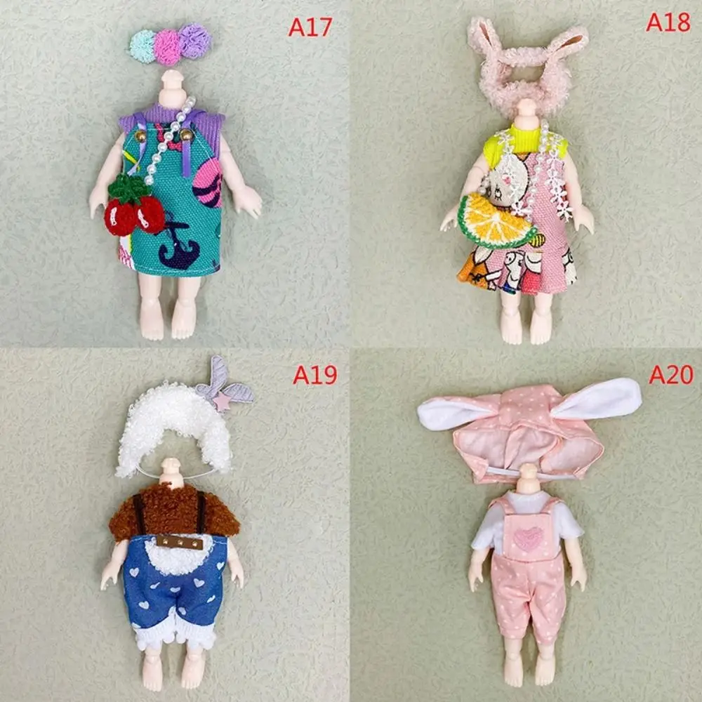 Strój zamienny 16cm ubranka dla lalki garnitur pluszowa naszywka zmieniająca się lalka zimowa spódnica do przebierania DIY odzież 16-17cm uroczy zestaw ubrań