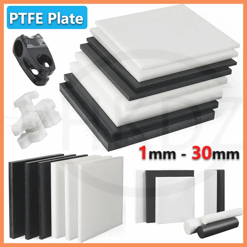 PTFE Plate Sheet Thickness 2/3/4/5/6/8/10/12/15/20/25/30mm High Temperature, Low Friction Engineering Plastics Various