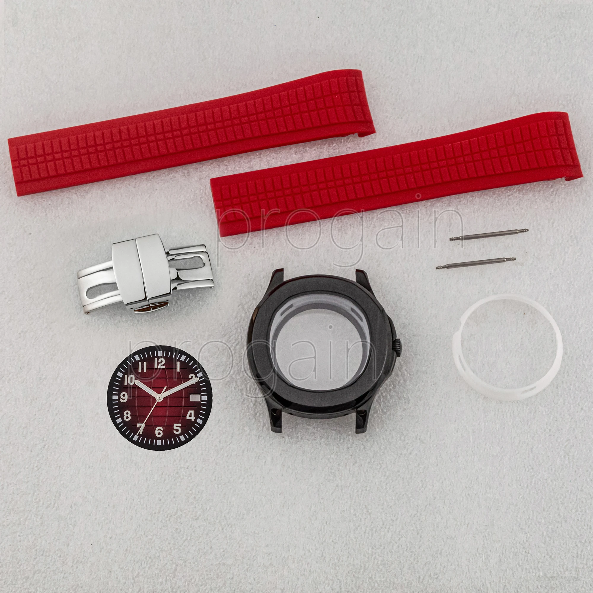 Watchcase fit NH35 Movement 316L Stainless Steel Sapphire Mirror Glass Waterproof Case Rubber Watchband 32mm Dial Watch Parts