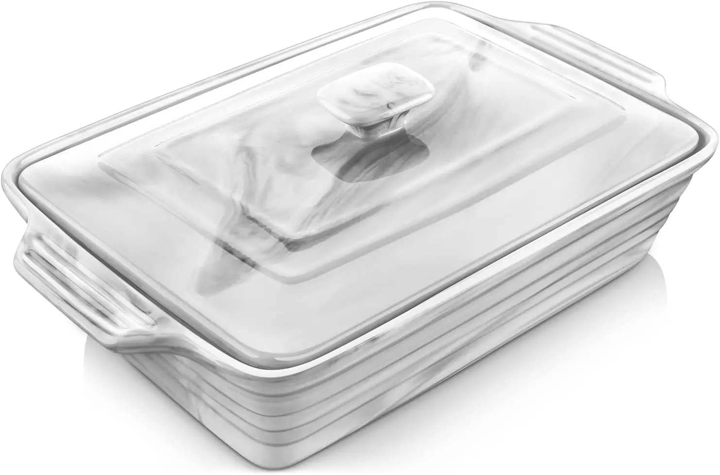 

Large 4.4 Quart Ceramic Casserole Dish with Lid, Oven-Safe Lasagna Pan for Baking and Serving