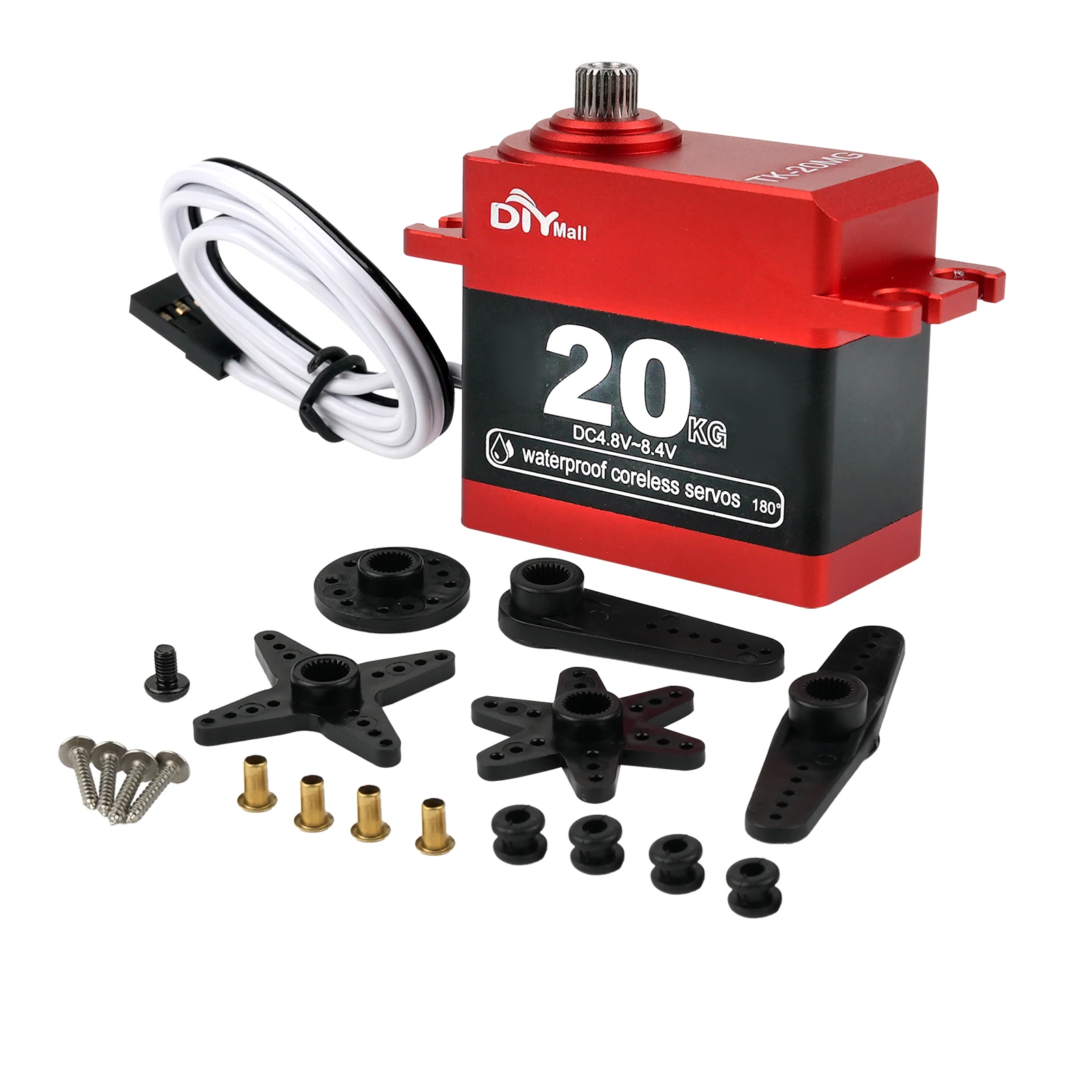 

20kg.cm PWM Digital Servo Coreless Motor Full Metal Gear Large Torque Standard Servos Waterproof for 1/8 1/10 DIY RC Car Trucks
