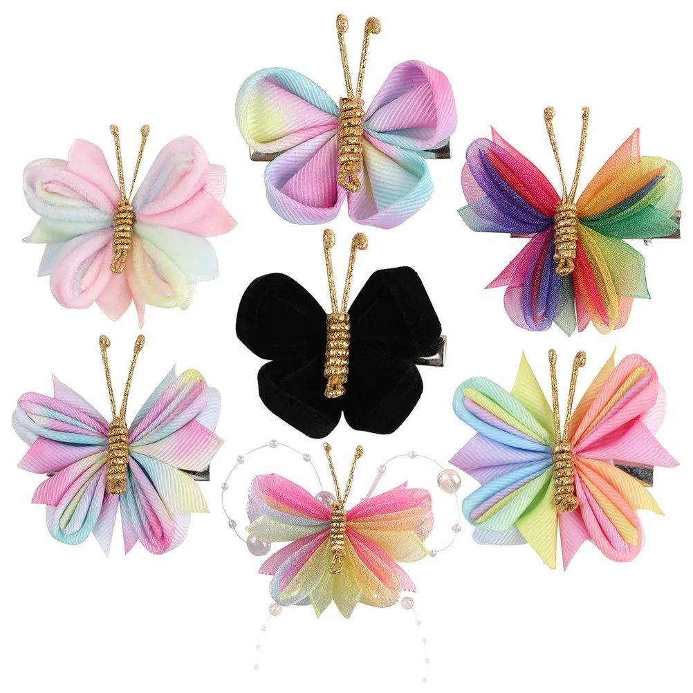 

7Pcs Butterfly Hair Clips Vivid Realistic Design Metal Snap Closure Easy to Use Styling Accessory for Women Kids Multi Colors