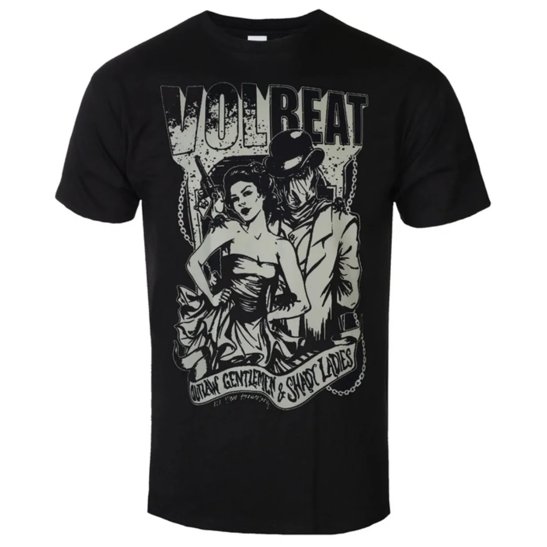 Camiseta Volbeat - Outlaw Gentlemen com estampa artística Rockabilly Metal Band, camiseta casual de algodão estilo street para homens e mulheres