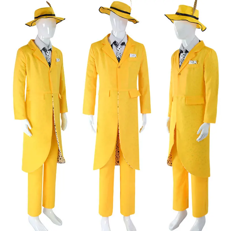 

Movie JimCarry Cosplay Costume Jim Carry Yellow Suits Mask Man Boys Halloween Carnival Cosplay JimCarry Customized Clothes