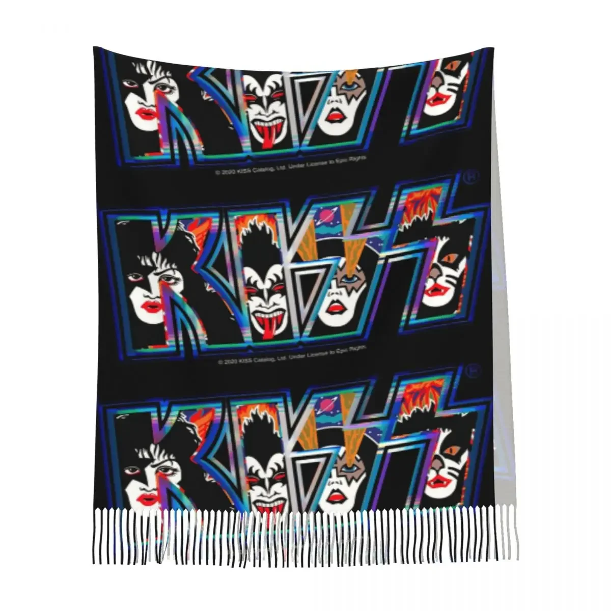 

Kiss Rock Band Retor шарф с кисточками, женские мягкие теплые шали и накидки, длинная осенне-зимняя шаль