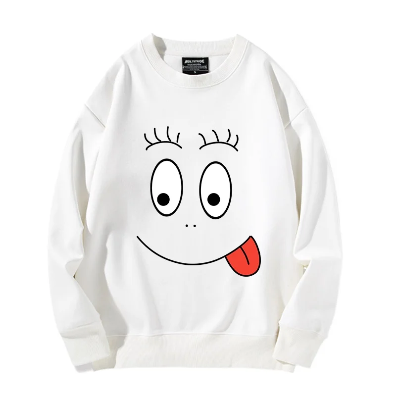 Barbapapa Cartoon Anime Hoodie Women's Round Neck Hoodie Fashion Trend Top Casual Loose Women's Sweater