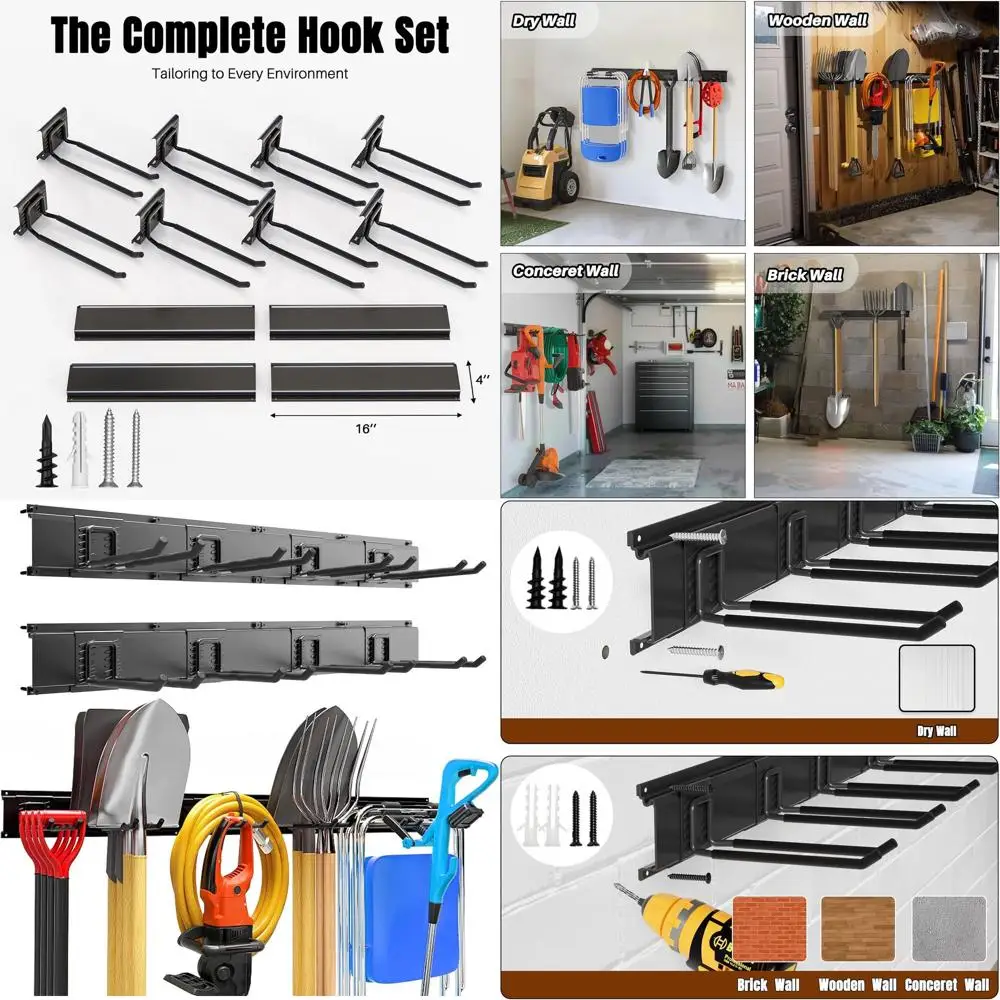 

Прочный настенный органайзер для садовых инструментов 64 года, вмещает до 440 фунтов — идеально подходит для лопаток, грабли и многого другого
