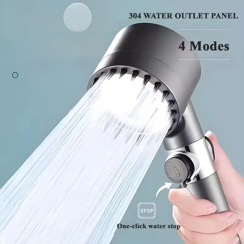 

New High Pressure Shower Head 4 Modes Water Saving with Filter For Hard Water Adjustable Spray with Massage Bathroom Shower