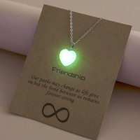 JWER New Simple Luminous Necklace Glowing Night Round Star Heart Pendant Glow In The Dark Necklace for Men Women Hallowen Gifts