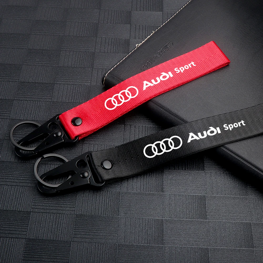 1/2Pcs Car Styling Nylon Ribbon Keychain Key Ring Key Holder Gift For Audi SLine RS A3 A6 C7 A4 B8 8P 8V B6 A5 Q5 B9 C6 A1 Q7 Q3