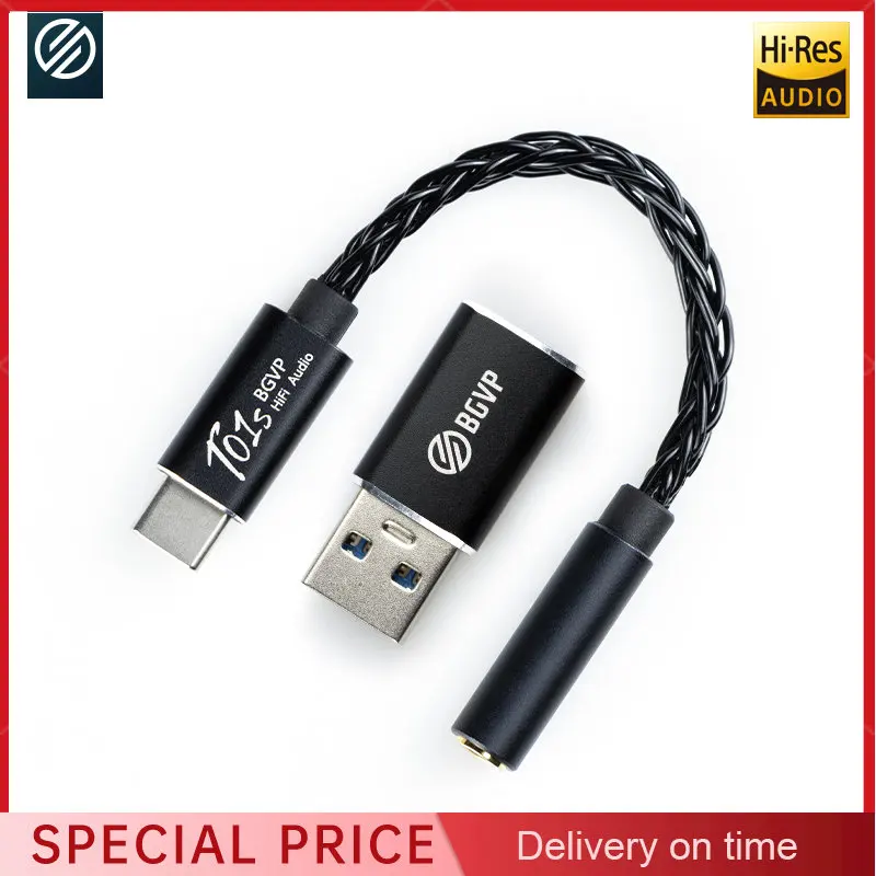 BGVP T01s سماعة مكبر للصوت USB نوع C إلى 3.5 مللي متر سماعة جاك محول الصوت 32bit 384 كيلو هرتز الرقمية فك AUX محول