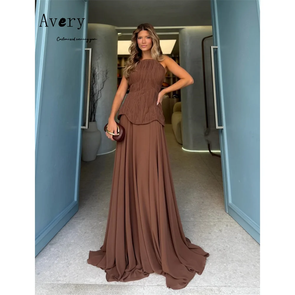 

Avery Customized Brown A-line Off Shoulder Sleeveless Elegant and Chic Luxury Evening Dresses 2026 Dress Party Dresses Woman