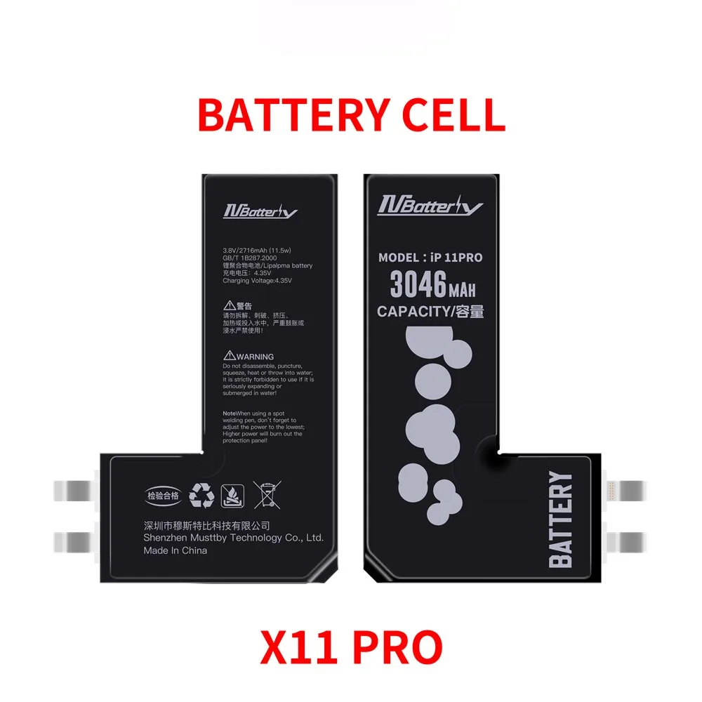 2pcs Battery Cell No Flex Cable Pop Up For Apple iphone X XS 11 12 13 14 15 Pro Max Spot Welding Bateria Refurbish Repair Parts