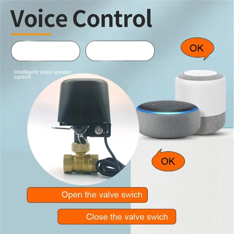 Wifi Smart Water Valve App-Control Faucet Timer DN20, Smartlife Alexa Google Assistant Compatible-EU Plug Remote