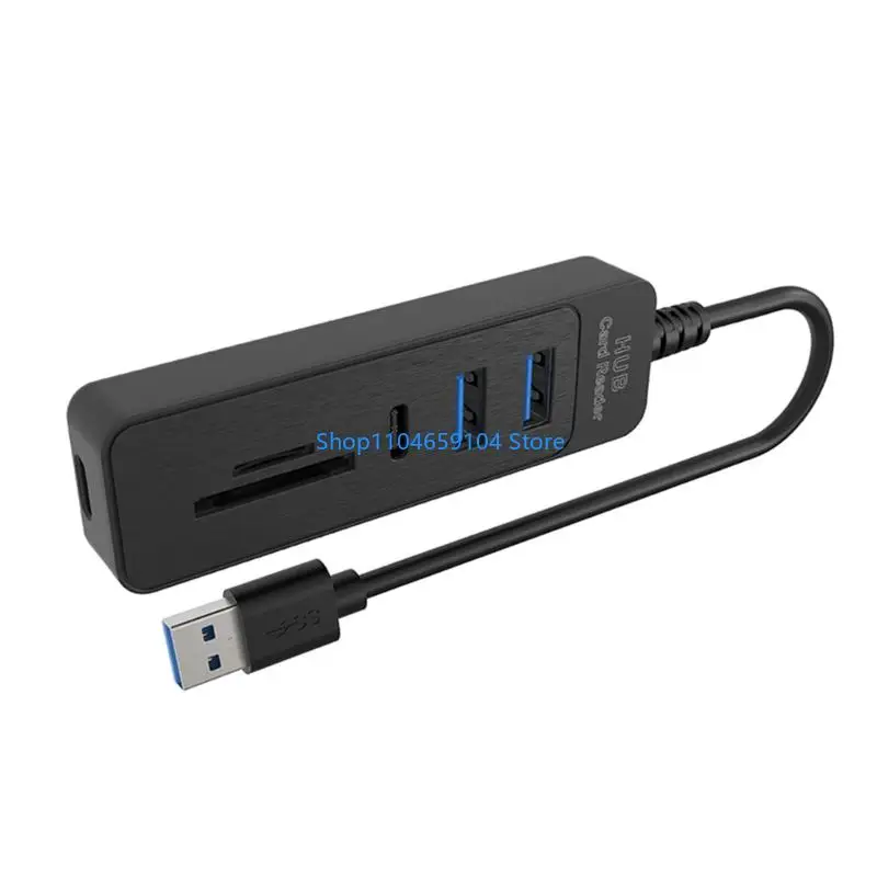 Compactly 5 In 1 USB Splitter For Simultaneous Data Transfer Through 3 Port And Double Storage Card Slots