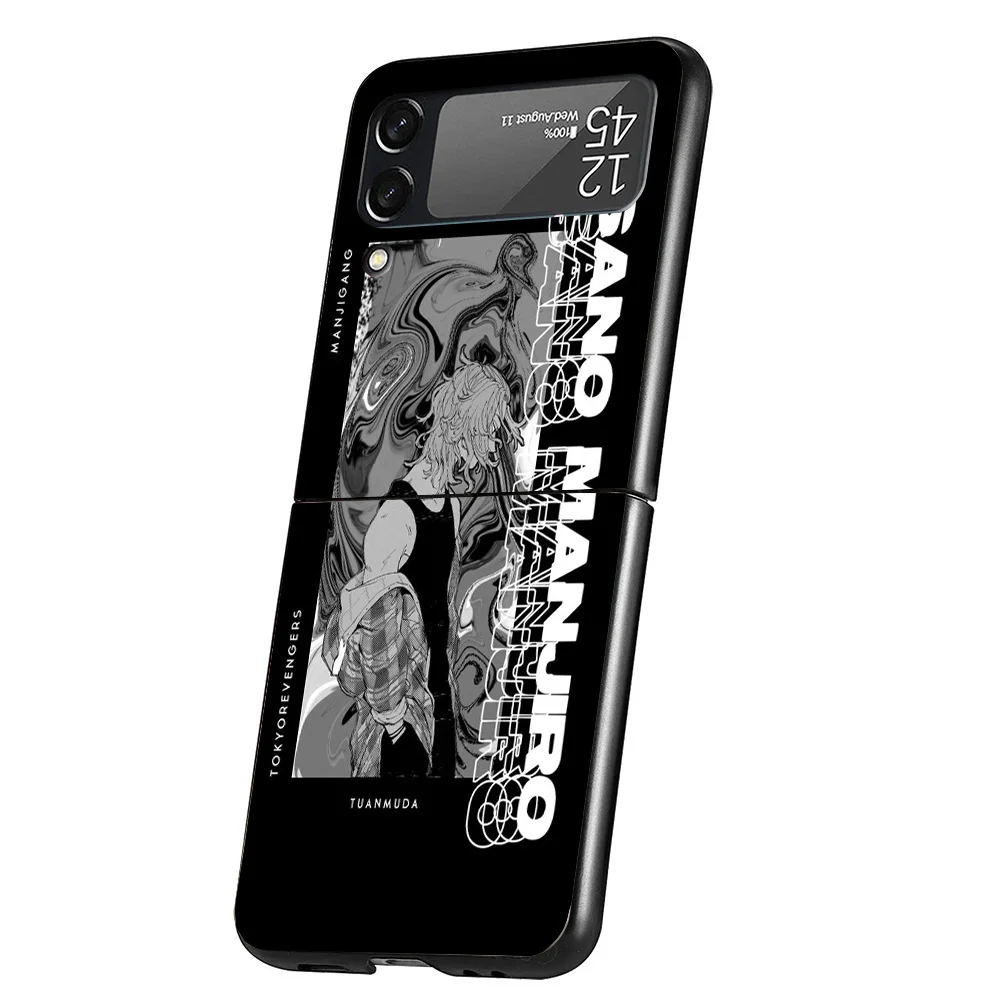 Tokyo Aevengers Black Art Cover Phone Case For Samsung Galaxy Z Flip 6 5 4 3 5G Flip6 Flip5 Flip4 Flip3 Black Hard Fundas Shell