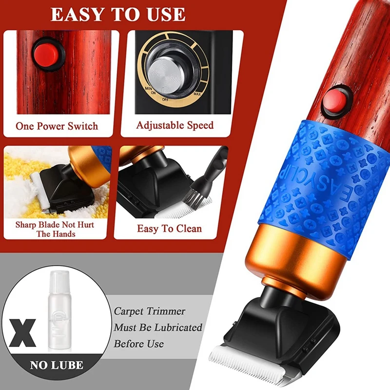 Carpet Trimmer Low Noise Rug Carver Electric Speed Adjustable Rug Tufting Carver Clippers Carpet Carving Tool EU Plug