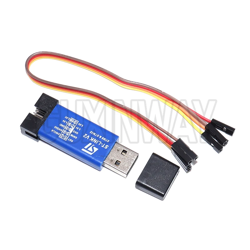 1Set ST LINK Stlink ST-Link V2 Mini STM8 STM32 محاكي تنزيل مبرمج البرمجة مع غطاء دوبونت كابل ST Link V2