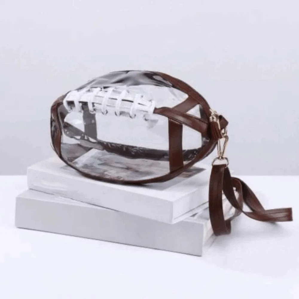 

Прозрачная сумка для регби большой вместимости со съемными ремнями, пляжная сумка для регби из искусственной кожи, водонепроницаемая сумка для плавания