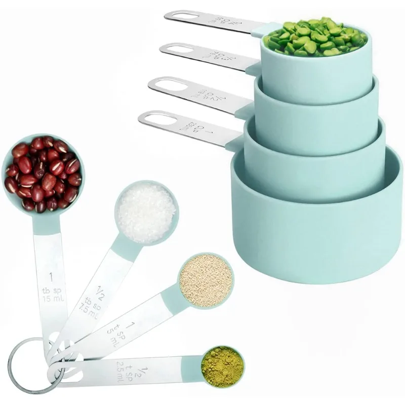 Clearance_Stainless Steel 8PCS Measuring Cup and Spoon Set with Scale for Accurate Baking and Cooking Grain Dessert Measuring To image 2