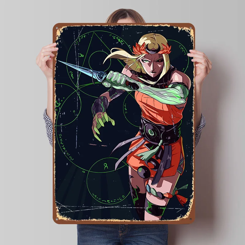 Hades 2 Game Character Tin Poster Customized Retro Wall Art Vintage Metal Signs for Room Bedroom Decoration At Home House Decor