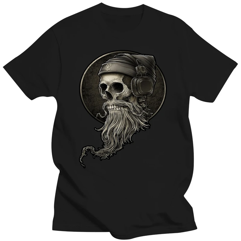 Winya No. 99 T Shirt skull beard moustache hipster man old man headphone popular culture two tone