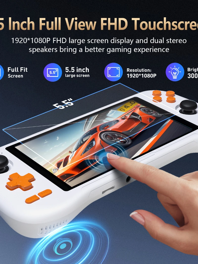 K56 Handheld-Spielkonsole 5,5'' Touchscreen 50 Emulatoren für PS1/PSP/DC/SS Android 14 5000mAh WIFI5 Retro-Spielgerät