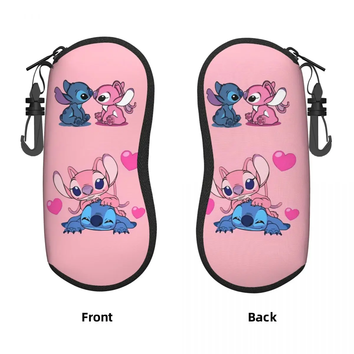 Kawaii Stitch And Angel Glasses Case Cartoon Comic Sunglasses Pouch For Men Women Eyewear Bag Original Eyeglass Cases Cover