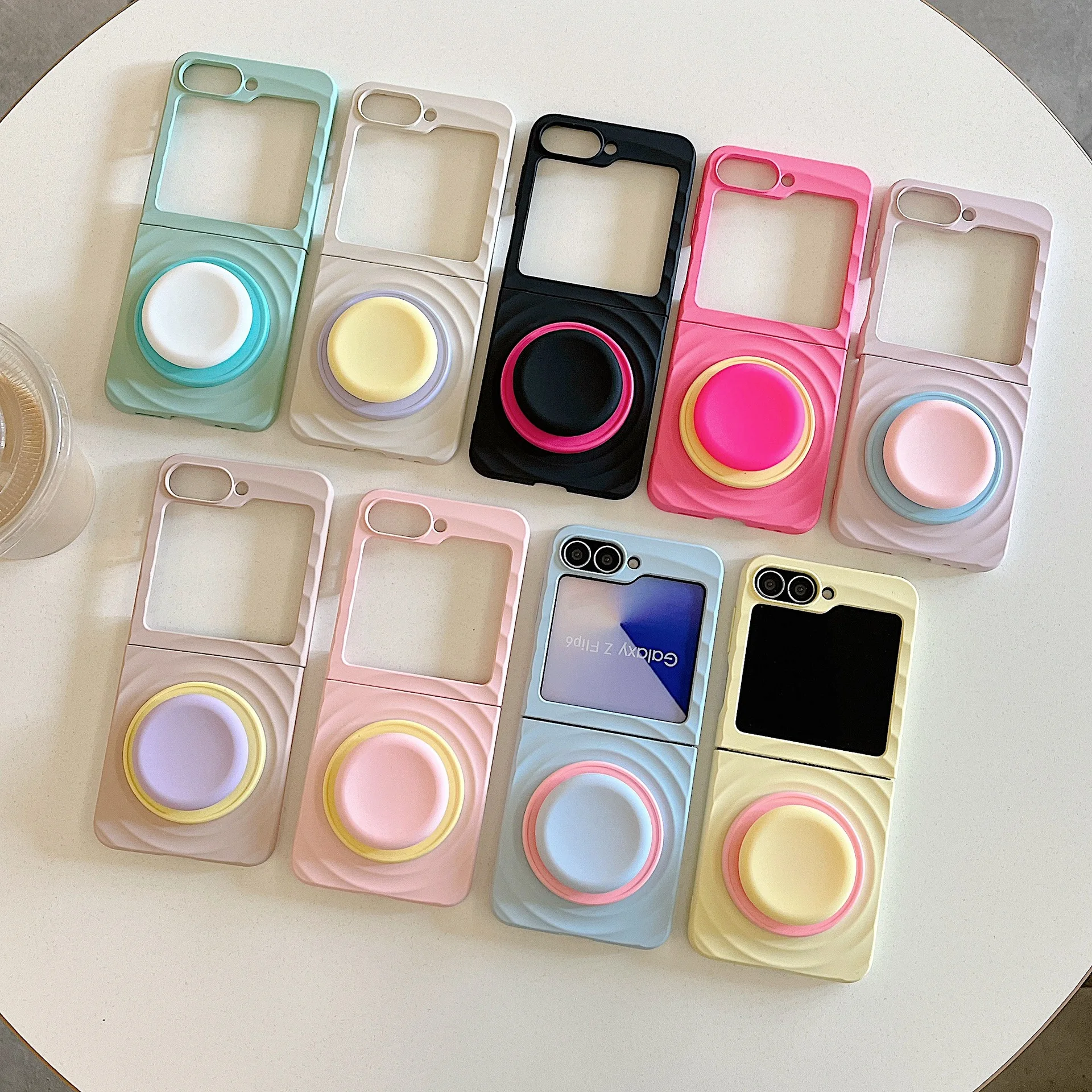 

Ripple Folding Phone Stand Case for Samsung Galaxy Z Flip 7 6 5 4 Protective Back Cover for ZFlip5 ZFlip6 ZFlip7 Case Shell