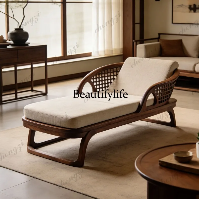 A74 North American black walnut concubine chair hollow concubine couch new Chinese living room minimalist beauty couch