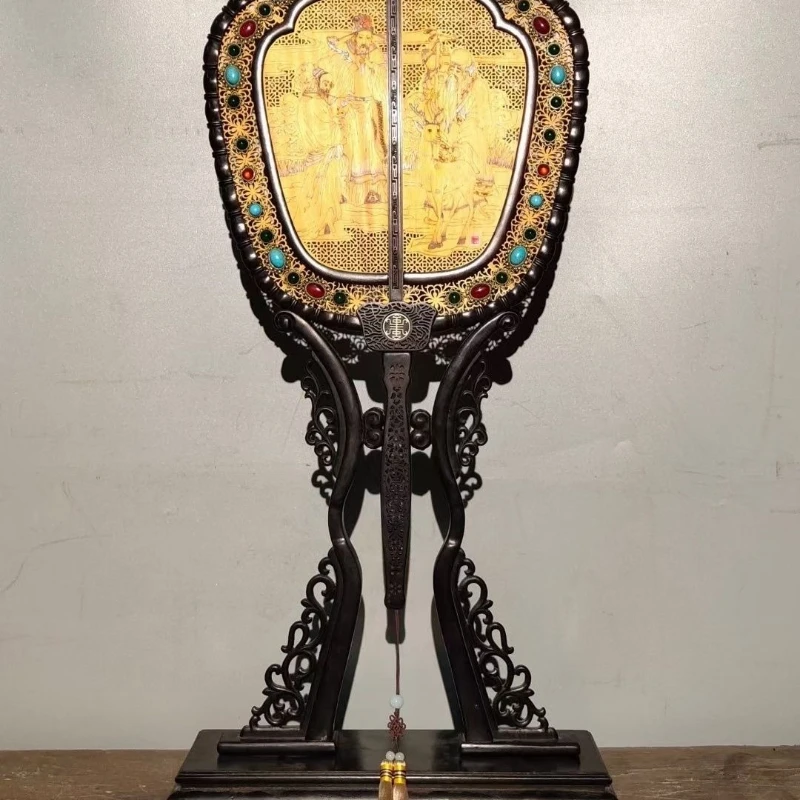 Collection of sandalwood palace fan screen ornament home gift
