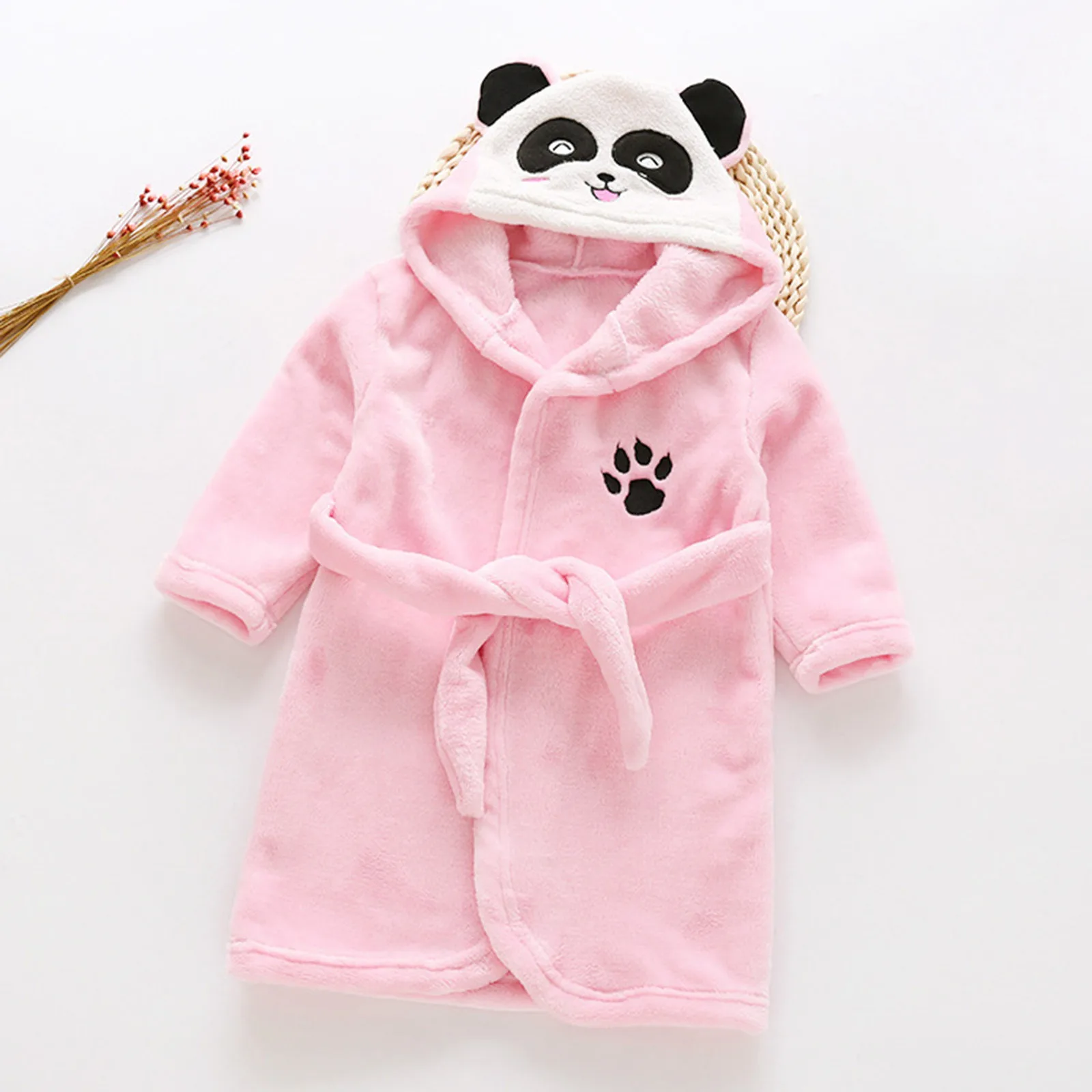 Cartoon Animal Children Bathrobe Gown Nightwear Autumn Winter Warm Coral Fleece Nightgown Sleepwear Boys Girls Soft Flannel Robe