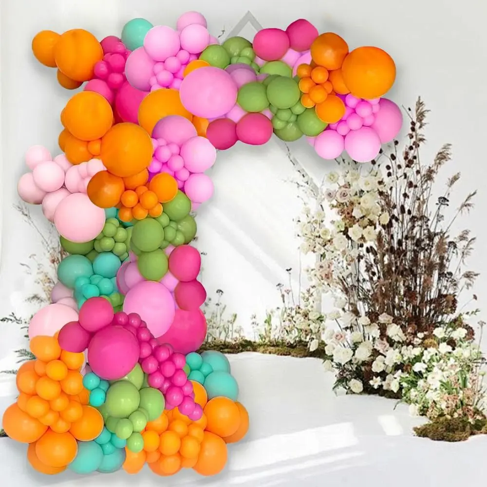 

Olive Green Pink and Orange Balloon Arch Kit Party Decorations Hot Pink Latex Tropical Gold Orange Hawaiian Summer